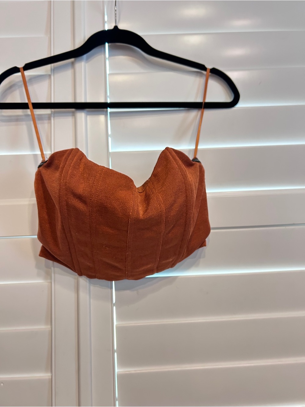 Mable Strapless Crop Top Rust Size Small